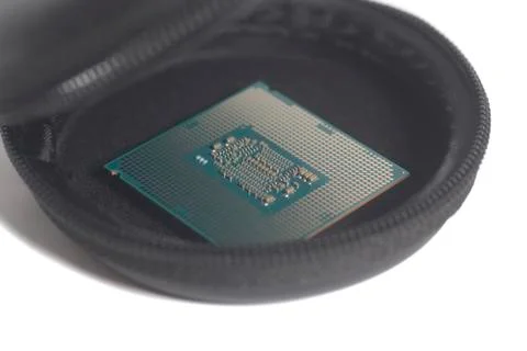 Central processing unit CPU processor microchip on the packaging box Фото