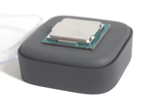 Central processing unit CPU processor microchip on the packaging box 스톡 사진
