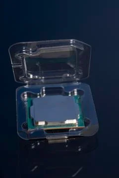 Central processing unit CPU processor microchip in the packaging box 写真素材