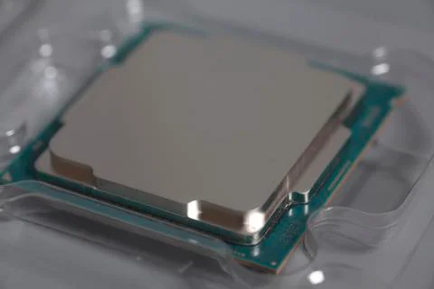 Central processing unit CPU processor microchip in the packaging box Foto stock