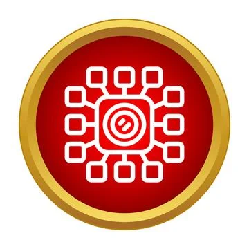 Central processing unit distributing data in network icon 스톡 일러스트