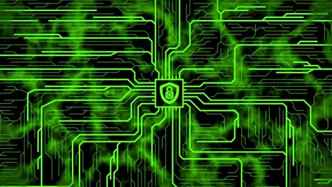 Central Processing Unit flowing data and locking secure animation Stock Footage 304471696