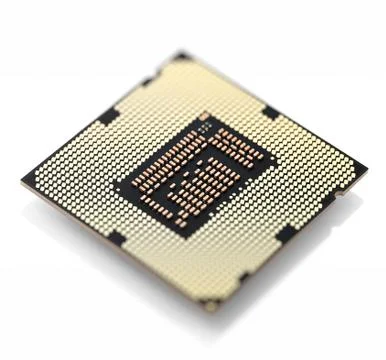 Central processing unit, Gold CPU, Shallow depth of field 스톡 사진