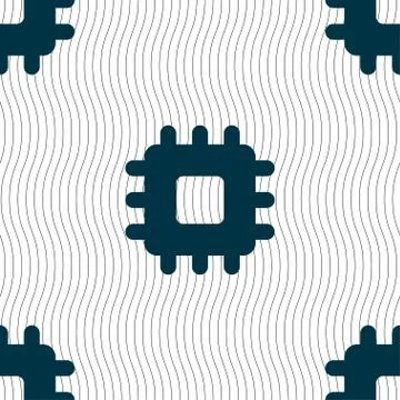 Central Processing Unit icon sign. Seamless pattern with geometric texture. V Stock Illustration