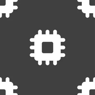 Central Processing Unit icon sign. Seamless pattern on a gray background. Stock Illustration