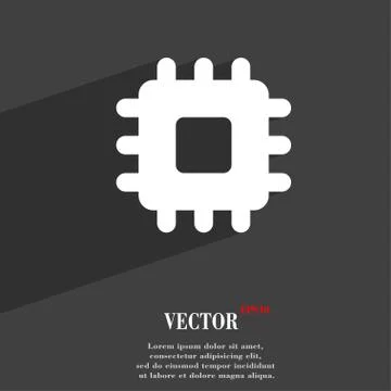 Central Processing Unit  icon symbol Flat modern web design with long shadow  Illustrazione stock