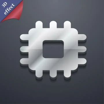Central Processing Unit icon symbol. 3D style. Trendy, modern design with space 库存插图