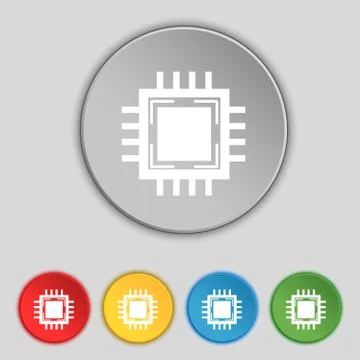 Central Processing Unit Icon. Technology scheme circle symbol. Set colourful  Stock Illustration