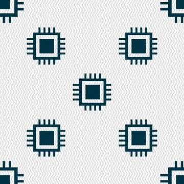 Central Processing Unit Icon. Technology scheme circle symbol. Seamless abstr Stock Illustration