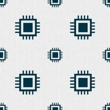 Central Processing Unit Icon. Technology scheme circle symbol. Seamless abstr Stock Illustration