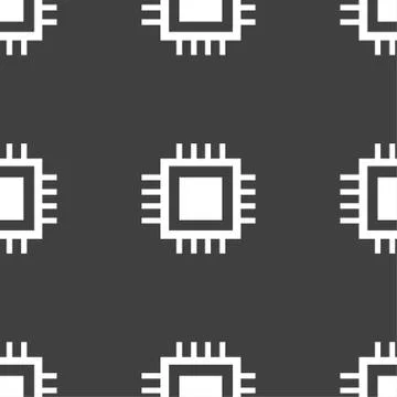 Central Processing Unit Icon. Technology scheme circle symbol. Seamless patte Stock Illustration