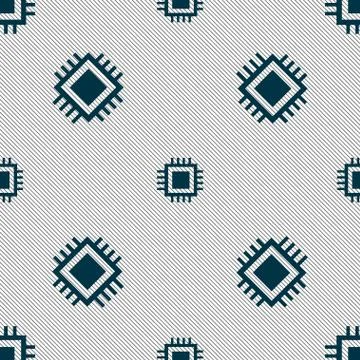 Central Processing Unit Icon. Technology scheme circle symbol. Seamless pattern イラスト素材