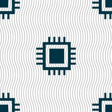 Central Processing Unit Icon. Technology scheme circle symbol. Seamless pattern イラスト素材