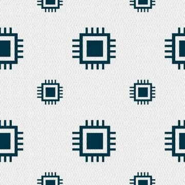 Central Processing Unit Icon. Technology scheme circle symbol. Seamless pattern Stock Illustration