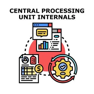 Central processing unit internals processing data analysis concept Stock Illustration