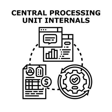 Central processing unit internals processing data analysis concept Stock Illustration