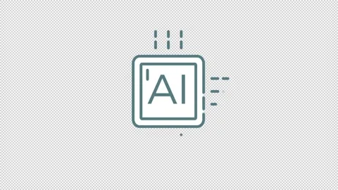 Central Processing Unit line icon on the Alpha Channel Stock Footage 136303395