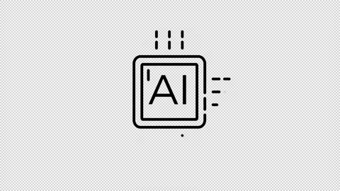Central Processing Unit line icon on the Alpha Channel Stock Footage 138119718