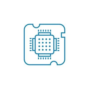Central processing unit linear icon concept. Central processing unit line vector Stock Illustration