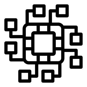 Central processing unit managing data flow with connections Stock Illustration