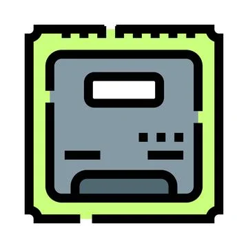 Central processing unit microchip for computer hardware Stock Illustration