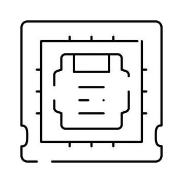 Central processing unit microchip technology line art Ilustración de archivo