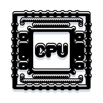 Central processing unit microchip technology electronic hardware icon Stock Illustration