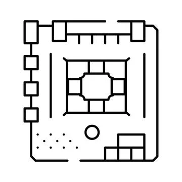 Central processing unit microchip technology line icon Stock Illustration