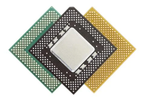 Central processing unit or Computer chip Stock Photos