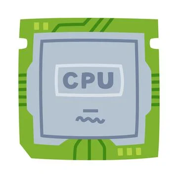 Central Processing Unit as Personal Computer Accessory and Component Vector Stock Illustration