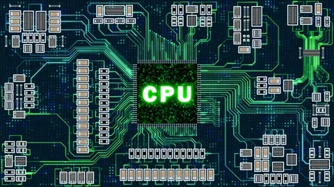 Central processing unit working and processing data Stock Footage 253554351