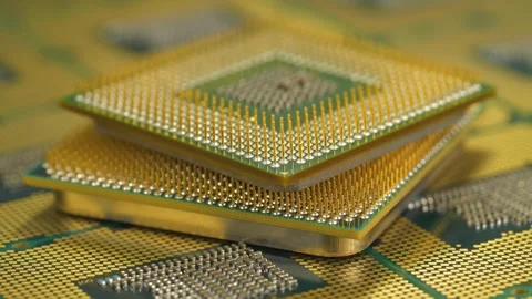 Central processing units close up highlighting the intricate pin layout on chips Stock Footage 335108691