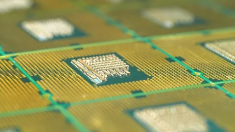Central processing units for PC. Close view of CPU pins and contacts Stock Footage 331102199