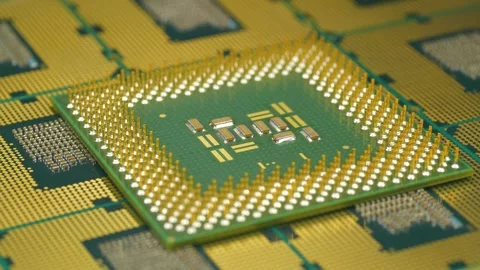 Central processing units for PC. Close view of CPU pins and contacts Stock Footage 331750527