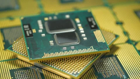 Central processing units for PC. Close view of CPU pins and contacts Stock Footage 333075554
