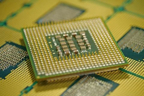 Central processing units for PC. Close view of CPU pins and contacts. CPU u.. 스톡 사진