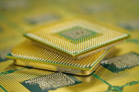 Central processing units for PC. Close view of CPU pins and contacts. CPU u.. 스톡 사진