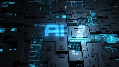 The central processor in action. the concept of artificial intelligence for c Stock Footage 216675613