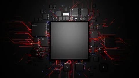 The central processor among electronic components. the concept of digital com Stock Footage 221721855