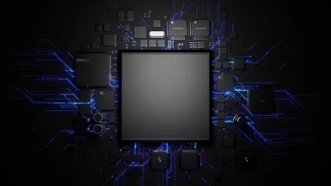 Central processor among electronic components . the concept of digital comput Stock Footage 221721860
