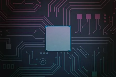 Central processor on circuit board concept Stock Photos