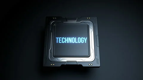 Central processor header technology . animation in the concept of computer te Video stock 223241041