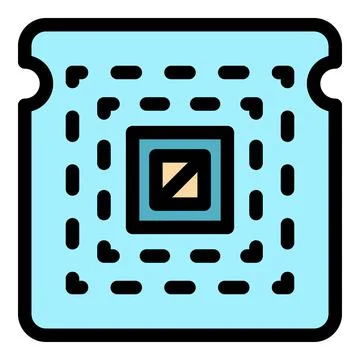 Central processor icon color outline vector Stock Illustration