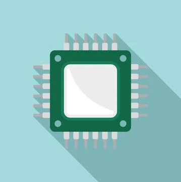Central processor icon flat vector. Chip circuit 库存插图