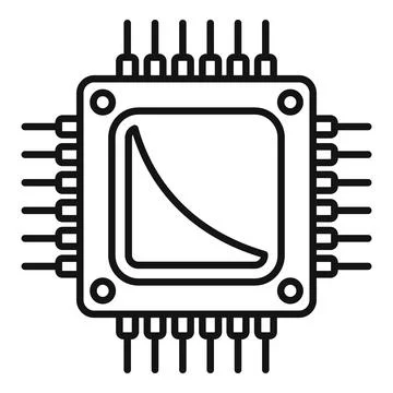 Central processor icon outline . Chip circuit イラスト素材