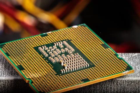 The central processor lies on a disassembled computer close-up 스톡 사진