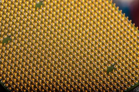 The central processor lies on a disassembled computer close-up Stock Photos