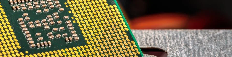 The central processor lies on a disassembled computer close-up 写真素材