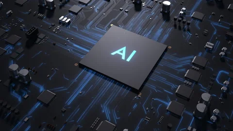 Central processor on a printed circuit board. the inscription on the chip art 스톡 동영상 172265687