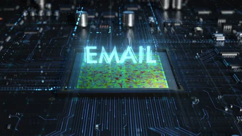Central processor on a printed circuit board. dynamic 3d animation with email Video stock 172266279